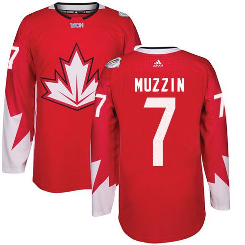 Team CA. #7 Jake Muzzin Red 2016 World Cup Stitched Jersey
