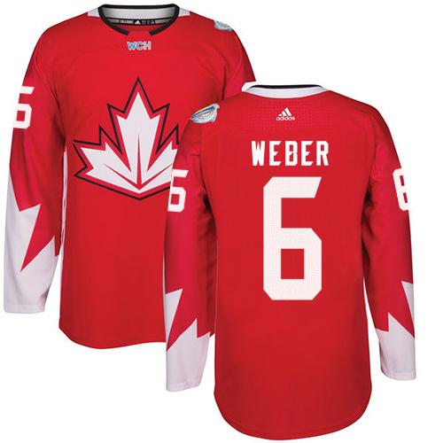 Team CA. #6 Shea Weber Red 2016 World Cup Stitched Jersey