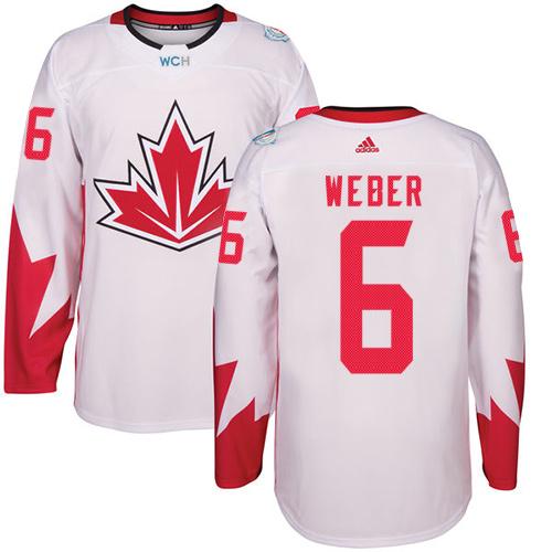 Team CA. #6 Shea Weber White 2016 World Cup Stitched Jersey