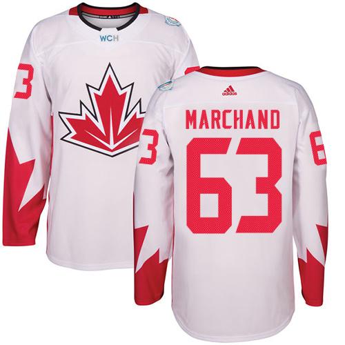 Team CA. #63 Brad Marchand White 2016 World Cup Stitched Jersey