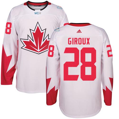 Team CA. #28 Claude Giroux White 2016 World Cup Stitched Jersey