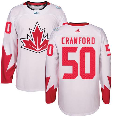 Team CA. #50 Corey Crawford White 2016 World Cup Stitched Jersey