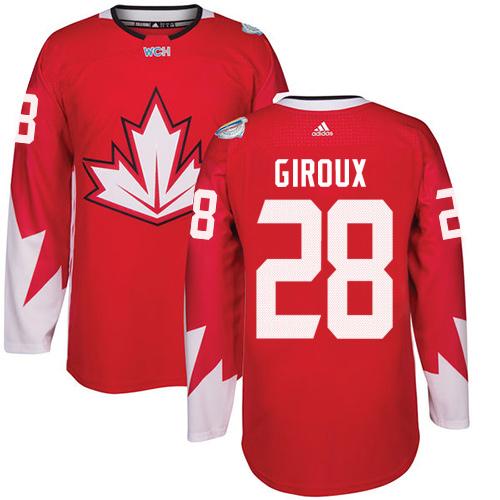 Team CA. #28 Claude Giroux Red 2016 World Cup Stitched Jersey