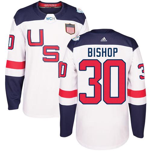 Team USA #30 Ben Bishop White 2016 World Cup Stitched Jersey