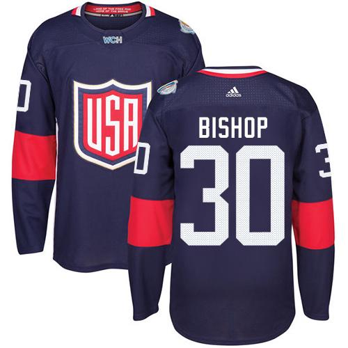 Team USA #30 Ben Bishop Navy Blue 2016 World Cup Stitched Jersey