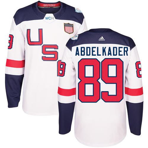Team USA #89 Justin Abdelkader White 2016 World Cup Stitched Jersey