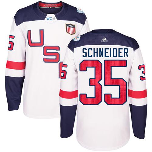 Team USA #35 Cory Schneider White 2016 World Cup Stitched Jersey