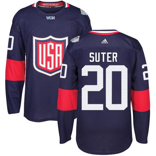Team USA #20 Ryan Suter Navy Blue 2016 World Cup Stitched Jersey
