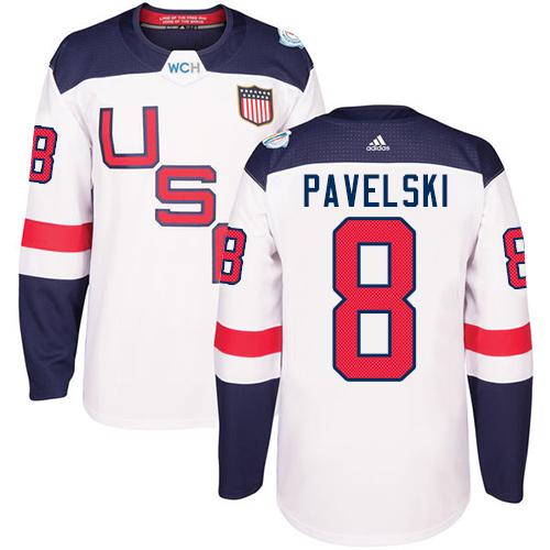 Team USA #8 Joe Pavelski White 2016 World Cup Stitched Jersey