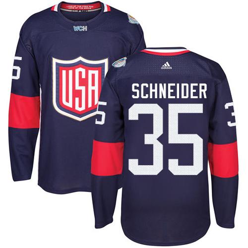 Team USA #35 Cory Schneider Navy Blue 2016 World Cup Stitched Jersey