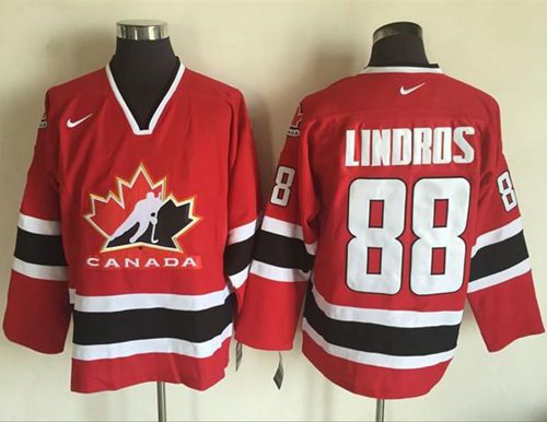 Team CA. #88 Eric Lindros Red Black 2002 Olympic Nike Throwback Stitched Jersey