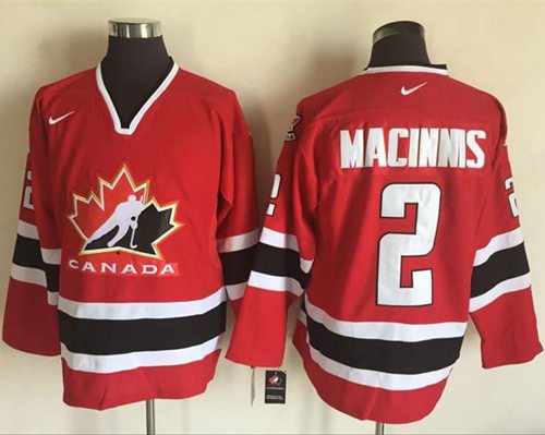 Team CA. #2 Al MacInnis Red Black 2002 Olympic Nike Throwback Stitched Jersey
