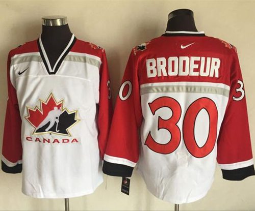 Team CA. #30 Martin Brodeur White Red Nike Throwback Stitched Jersey