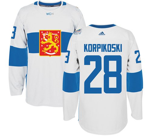 Team Finland #28 Lauri Korpikoski White 2016 World Cup Stitched Jersey