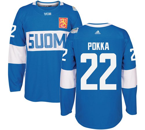 Team Finland #22 Ville Pokka Blue 2016 World Cup Stitched Jersey