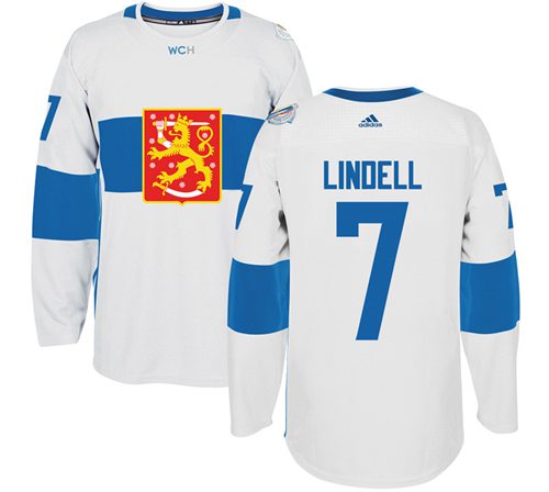 Team Finland #7 Esa Lindell White 2016 World Cup Stitched Jersey
