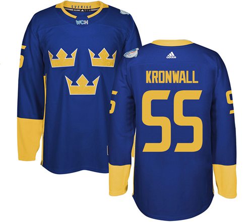 Team Sweden #55 Niklas Kronwall Blue 2016 World Cup Stitched Jersey