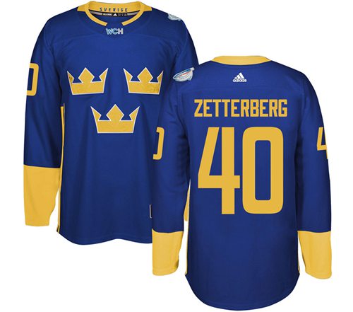 Team Sweden #40 Henrik Zetterberg Blue 2016 World Cup Stitched Jersey