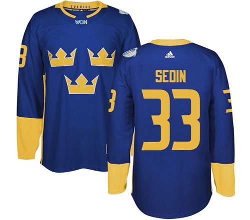Team Sweden #33 Henrik Sedin Blue 2016 World Cup Stitched Jersey