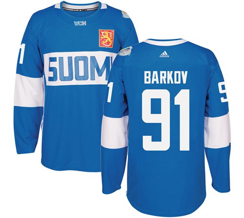 Team Finland #91 Aleksander Barkov Blue 2016 World Cup Stitched Jersey