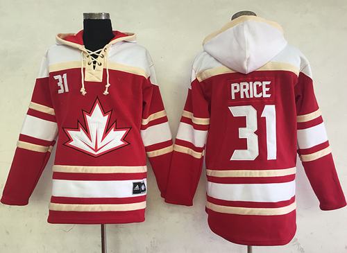 Team CA. #31 Carey Price Red Sawyer Hooded Sweatshirt 2016 World Cup Stitched Jersey