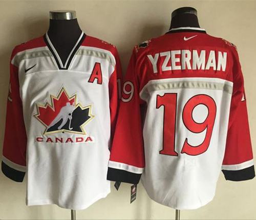 Team CA. #19 Steve Yzerman White Red Nike Throwback Stitched Jersey
