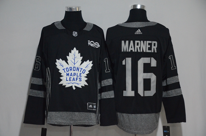 Toronto Maple Leafs #16 Mitchell Marner Black 1917-2017 100th Anniversary Stitched Jersey