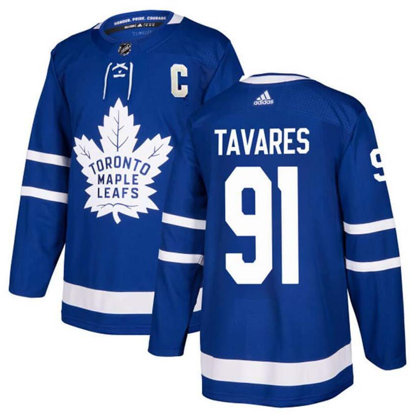 Toronto Maple Leafs #91 John Tavares Blue With C Patch Adidas Stitched Jersey