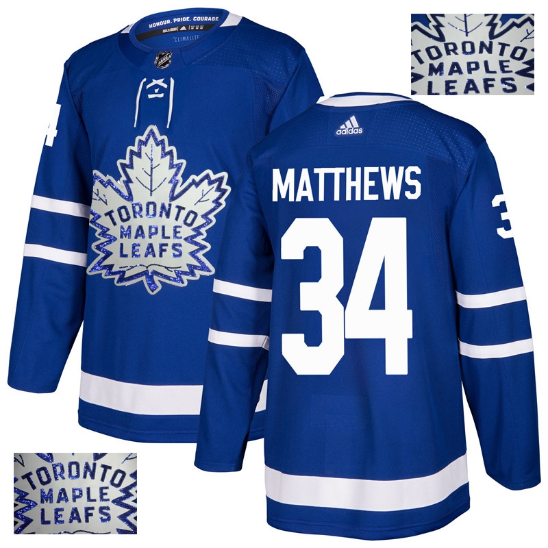 Toronto Maple Leafs #34 Auston Matthews Blue Fashion Gold Stitched Jersey