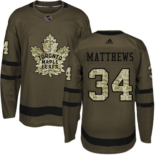 Toronto Maple Leafs #34 Auston Matthews Green Salute To Service Stitched Jersey