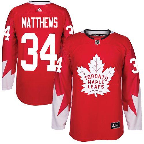 Toronto Maple Leafs #34 Auston Matthews Red Canada Stitched Jersey