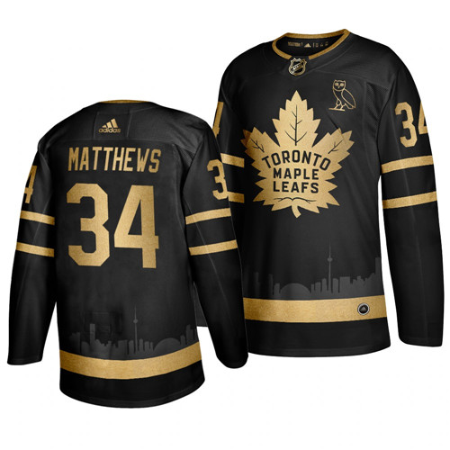 Toronto Maple Leafs #34 Auston Matthews Black Golden City Edition Stitched Jersey
