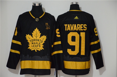 Toronto Maple Leafs #91 John Tavares Black Golden City Edition Stitched Jersey