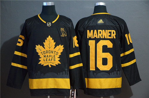 Toronto Maple Leafs #16 Mitchell Marner Black Golden City Edition Stitched Jersey