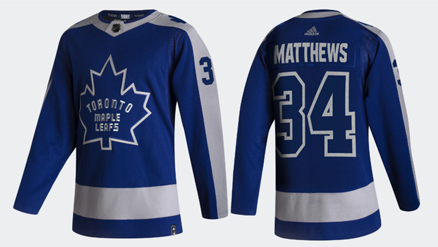 Toronto Maple Leafs #34 Auston Matthews 2021 Blue Reverse Retro Stitched Jersey