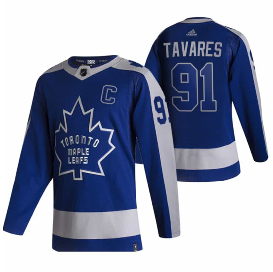 Toronto Maple Leafs #91 John Tavares 2020 2021 Blue Reverse Retro Special Edition Stitched Jersey