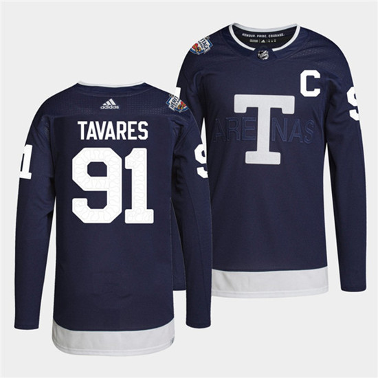 Toronto Maple Leafs #91 John Tavares 2022 Heritage Classic Navy Stitched Jersey