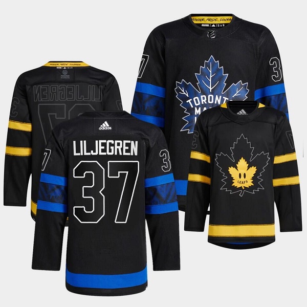 Toronto Maple Leafs Black #37 Timothy Liljegren Alternate Premier Breakaway Reversible Stitched Jersey