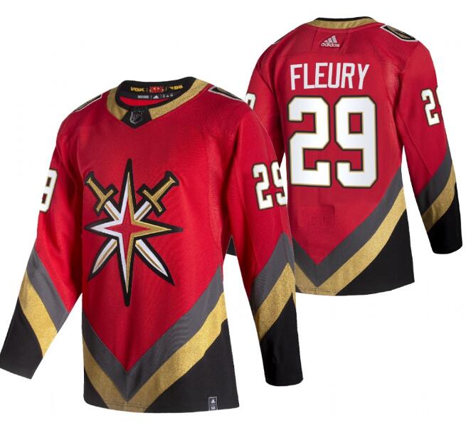 Vegas Golden Knights #29 Marc-Andre Fleury 2021 Reverse Retro Red Stitched Jersey