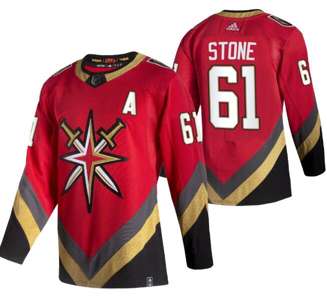 Vegas Golden Knights #61 Mark Stone 2021 Reverse Retro Red Stitched Jersey