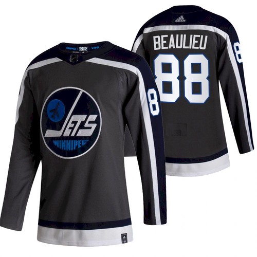 Winnipeg Jets #88 Nathan Beaulieu 2021 Grey Reverse Retro Stitched Jersey