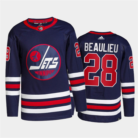 Winnipeg Jets #28 Nathan Beaulieu 2021 22 Navy Stitched Jersey