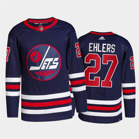 Winnipeg Jets #27 Nikolaj Ehlers 2021 22 Navy Stitched Jersey