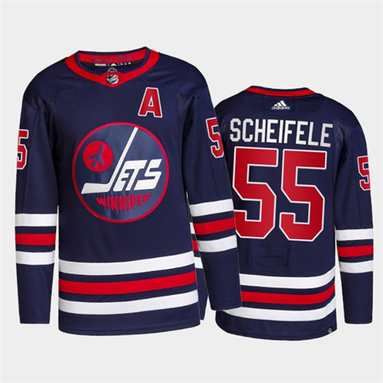 Winnipeg Jets #55 Mark Scheifele 2021 22 Navy Stitched Jersey