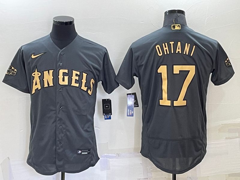 Los Angeles Angels #17 Shohei Ohtani 2022 All-Star Charcoal Flex Base Stitched Jersey