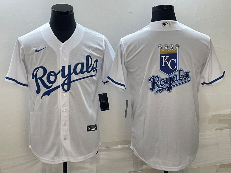 Kansas City Royals White Team Big Logo Cool Base Stitched Jersey