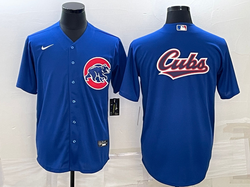 Chicago Cubs Royal Team Big Logo Cool Base Stitched Jersey