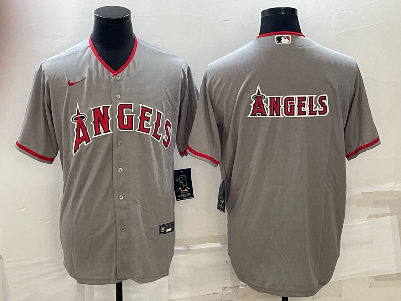 Los Angeles Angels Gray Team Big Logo Cool Base Stitched Jersey