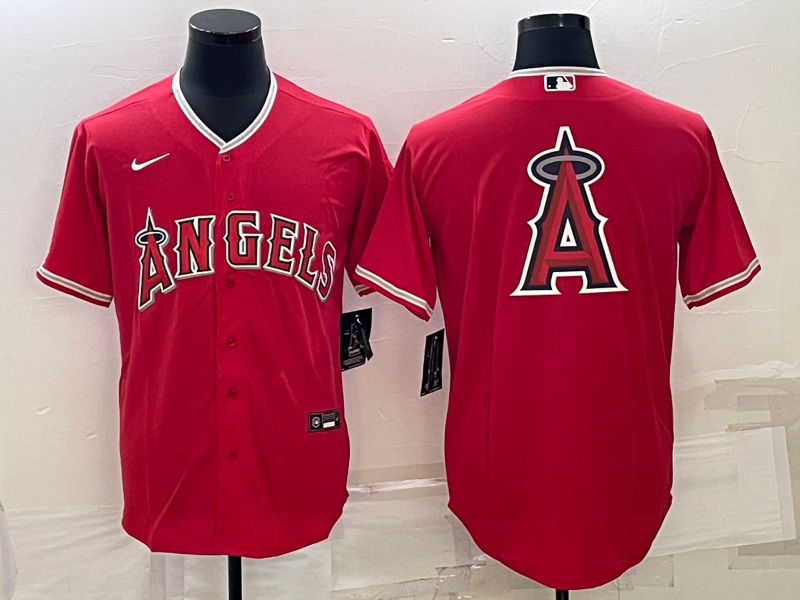 Los Angeles Angels Red Team Big Logo Cool Base Stitched Jersey