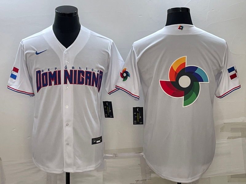 Dominican Republic 2023 White World Big Logo With Patch Classic Stitched Jersey